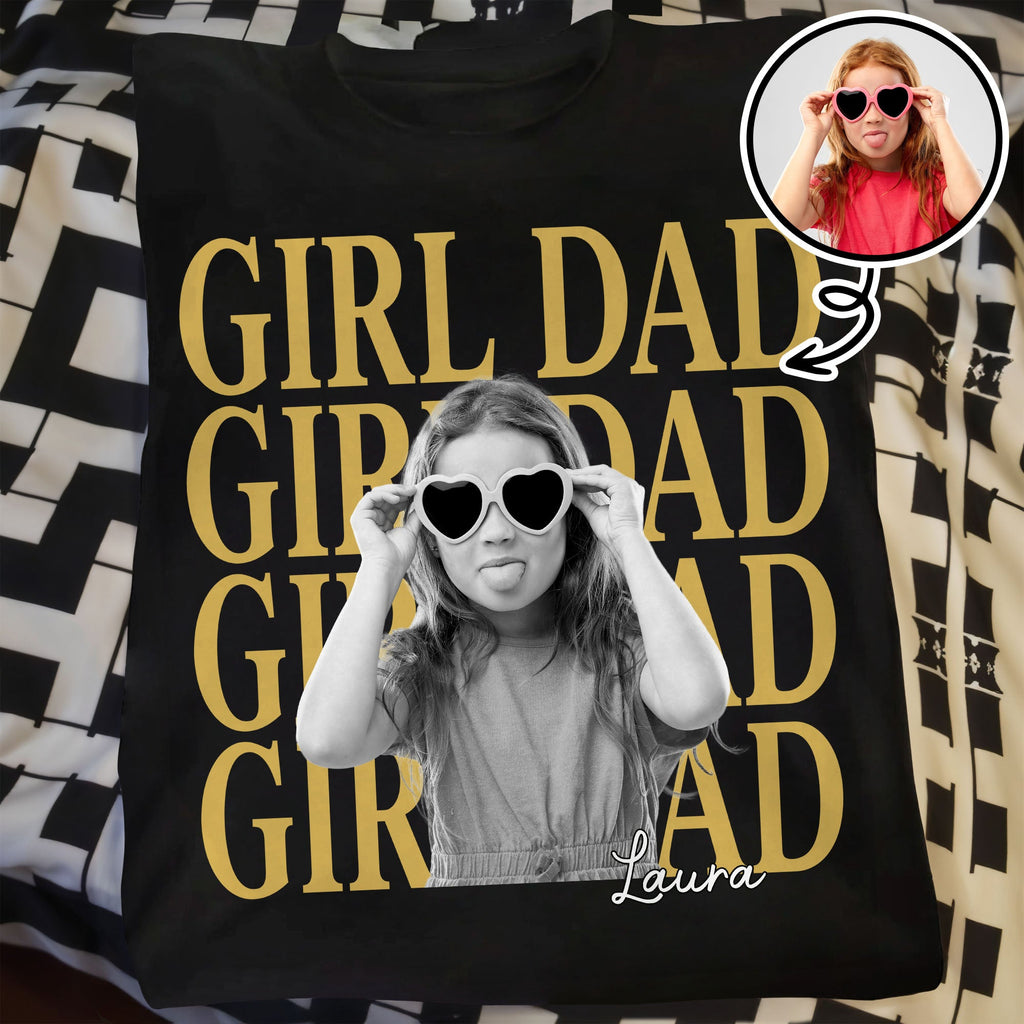 Personalized Girl Dad T-Shirt Custom Photo Gift for Father's Day Shirt GradoCreations