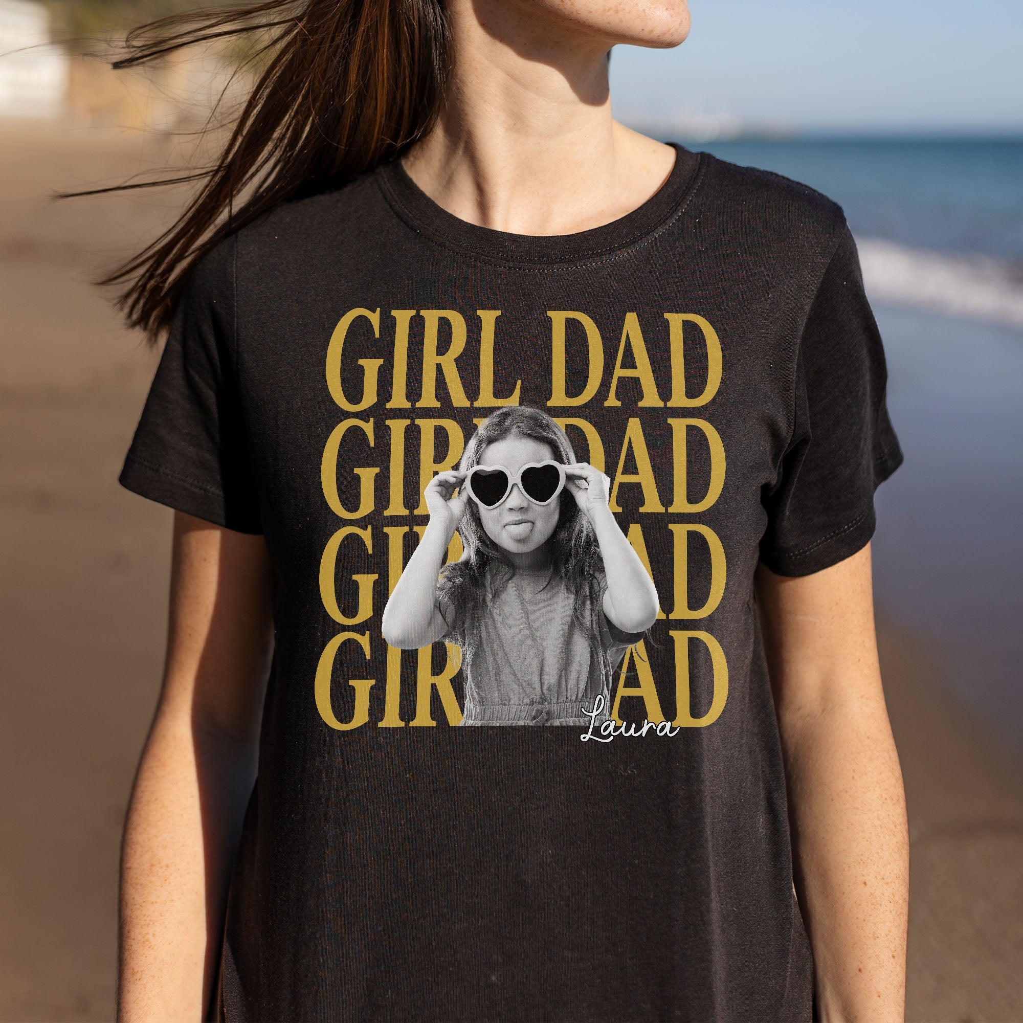 Personalized Girl Dad T-Shirt Custom Photo Gift for Father's Day Shirt GradoCreations