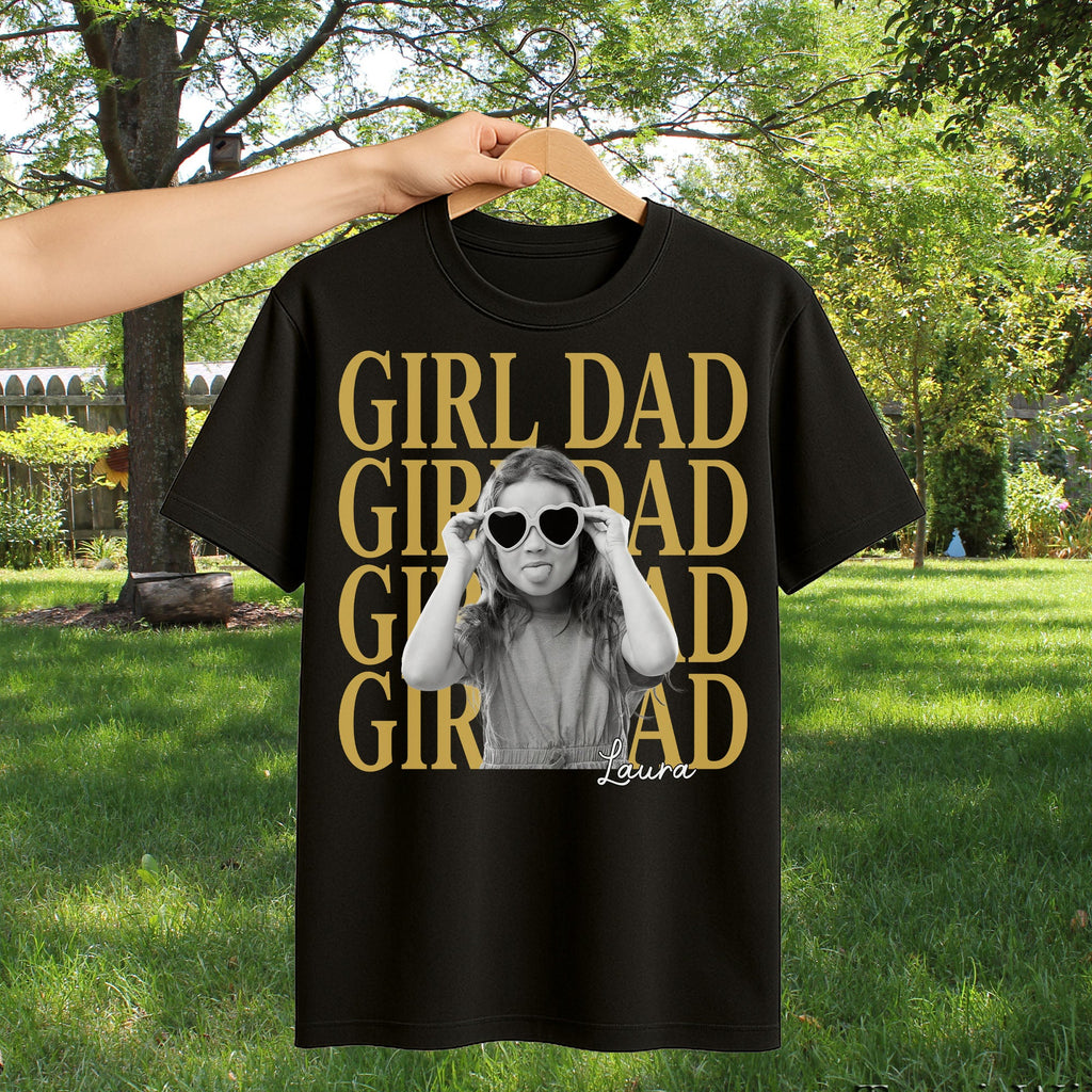 Personalized Girl Dad T-Shirt Custom Photo Gift for Father's Day Shirt GradoCreations