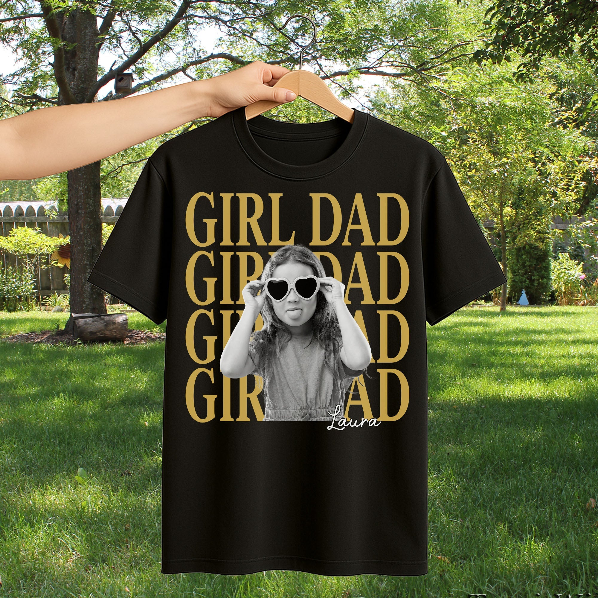 Personalized Girl Dad T-Shirt Custom Photo Gift for Father's Day Shirt GradoCreations