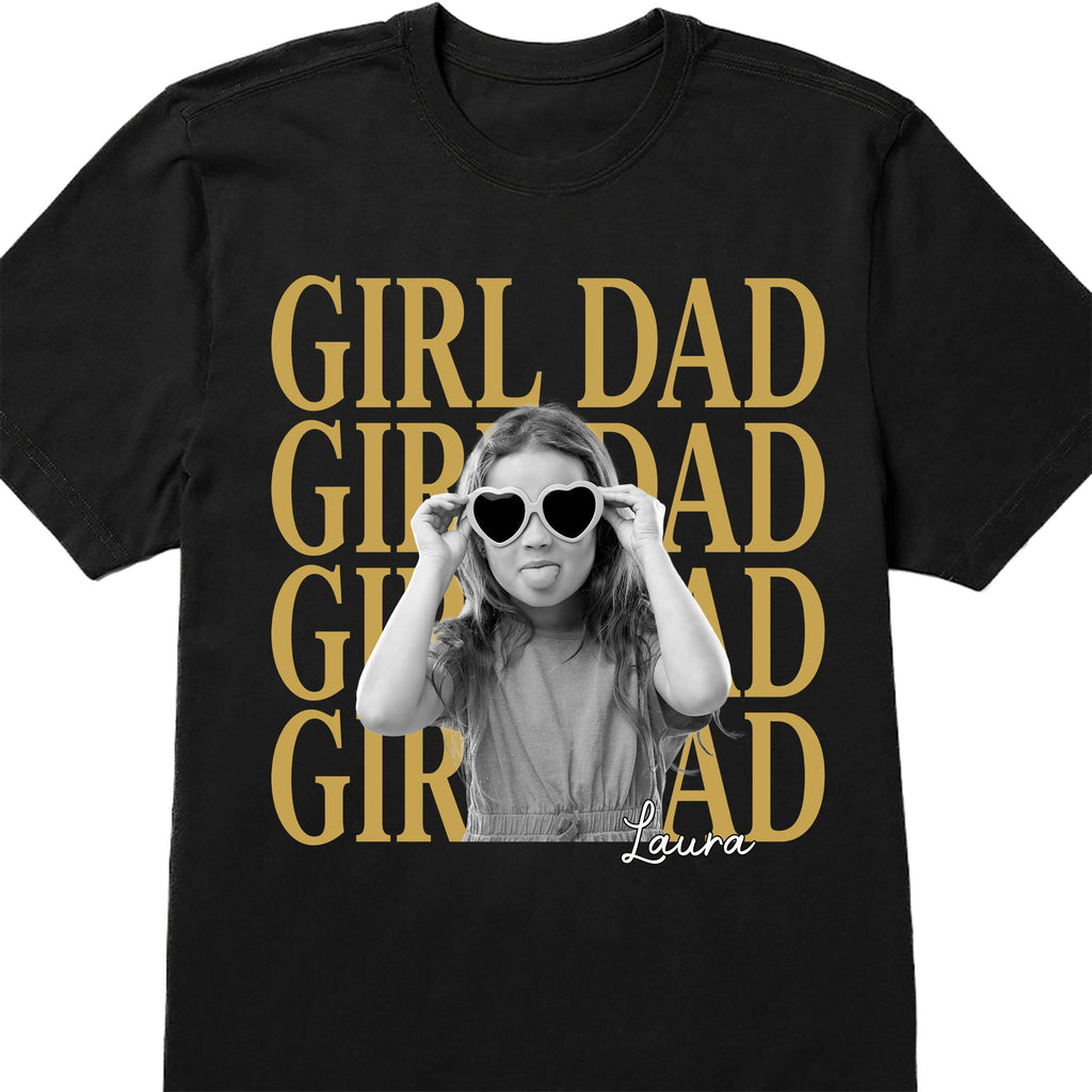 Personalized Girl Dad T-Shirt Custom Photo Gift for Father's Day Shirt GradoCreations