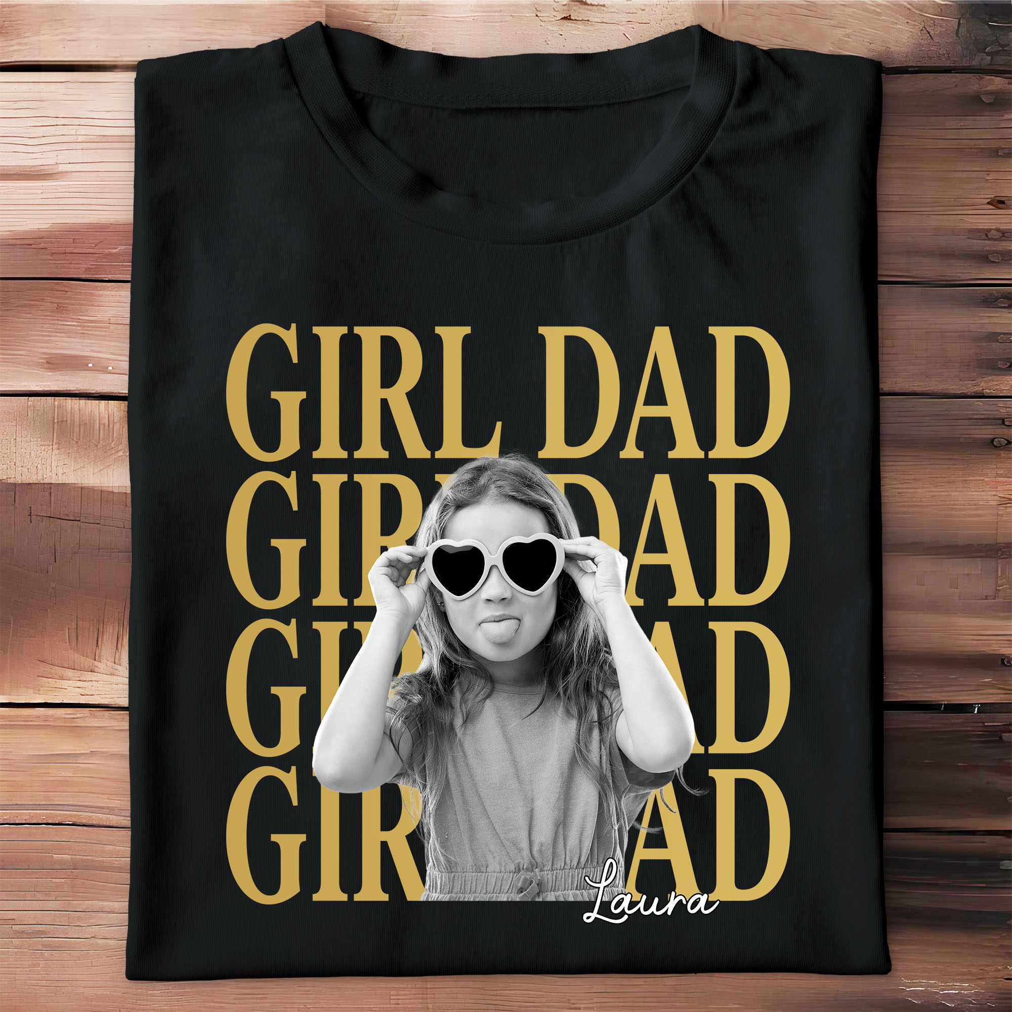 Personalized Girl Dad T-Shirt Custom Photo Gift for Father's Day Shirt GradoCreations
