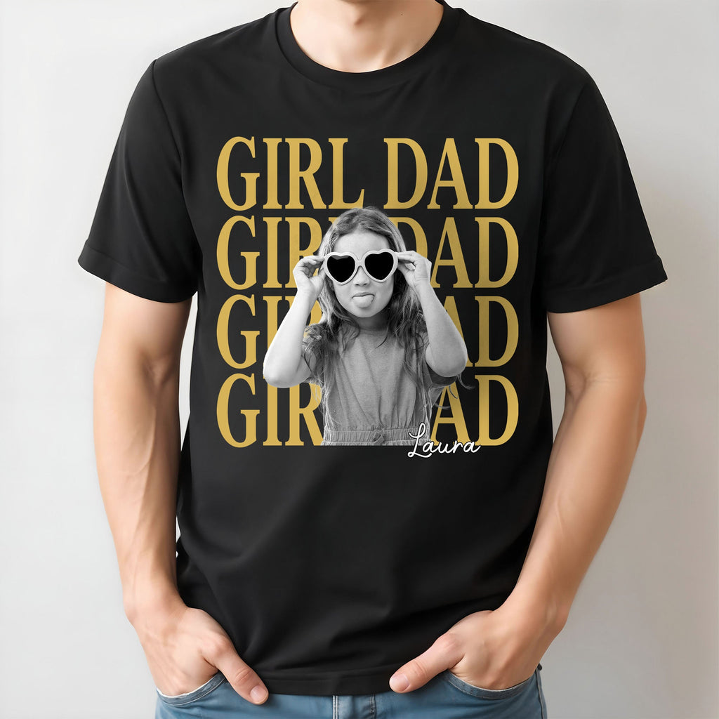 Personalized Girl Dad T-Shirt Custom Photo Gift for Father's Day Shirt GradoCreations