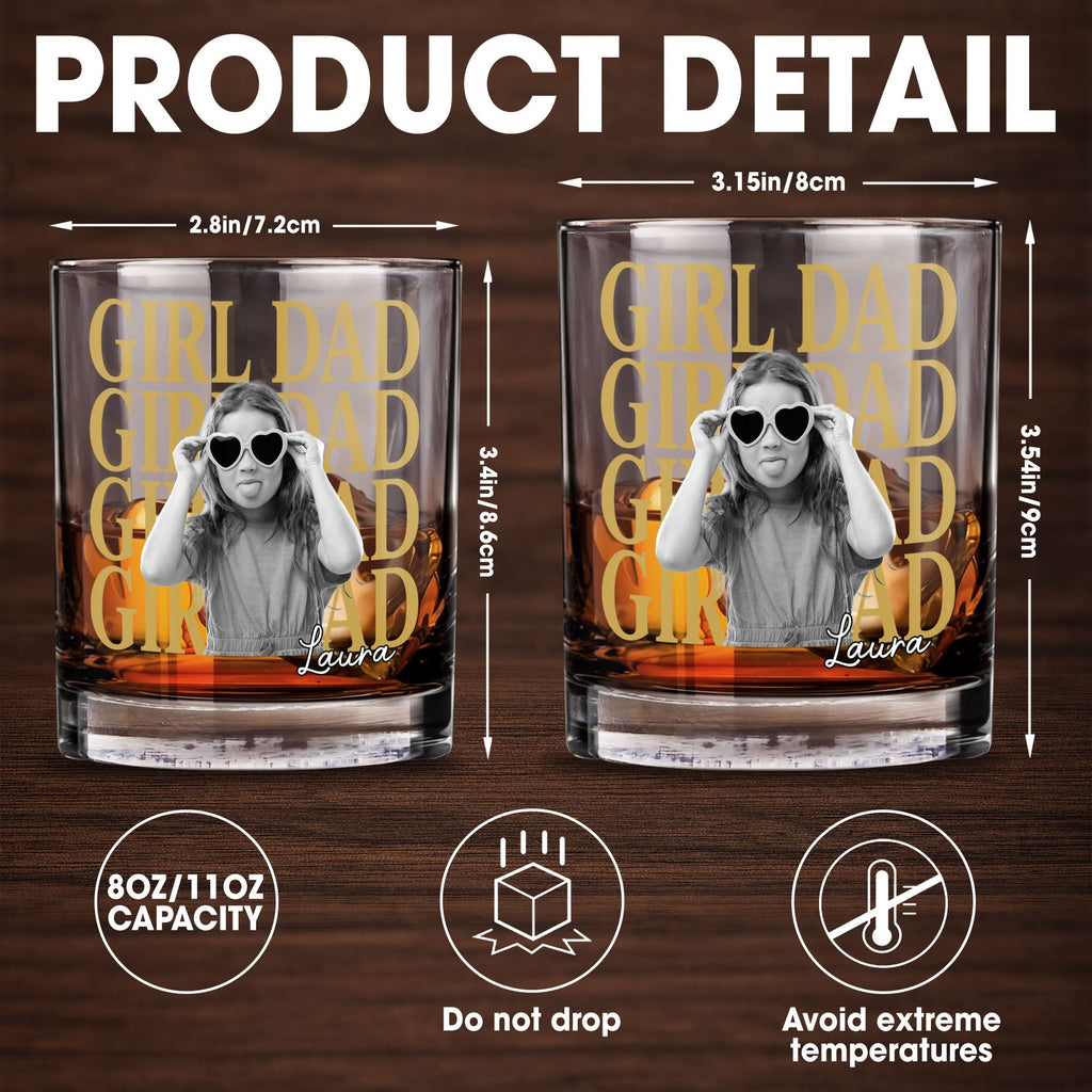 Personalized Custom Whiskey Glass with Photo & Heart Sunglasses Gift for Dad Whiskey Glass GradoCreations