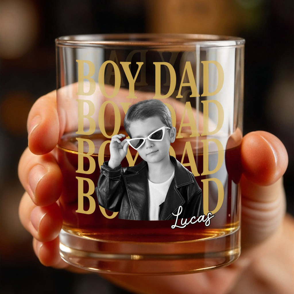 Personalized Custom Whiskey Glass with Photo & Heart Sunglasses Gift for Dad Whiskey Glass GradoCreations