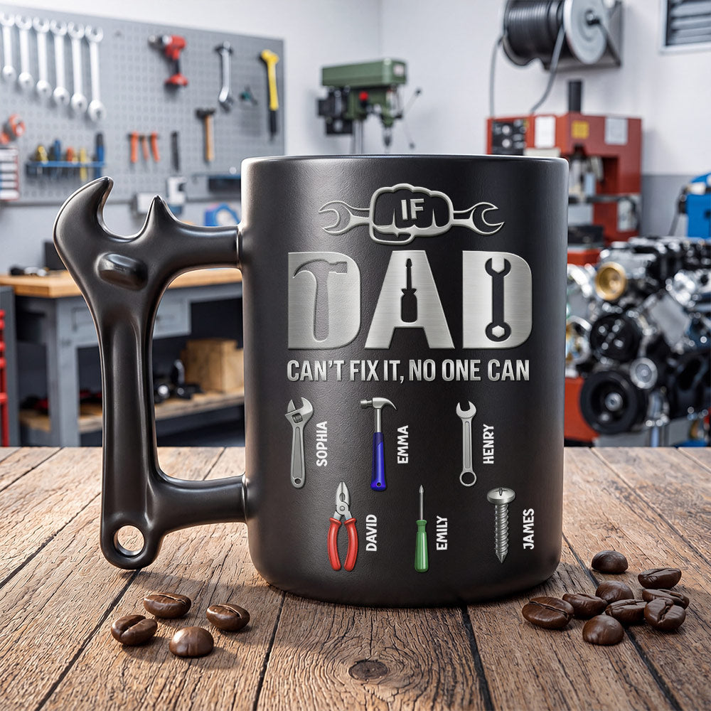 Personalized Wrench Handle Coffee Mug for Dad - Custom Gift Wrench Handle Mug GradoCreations
