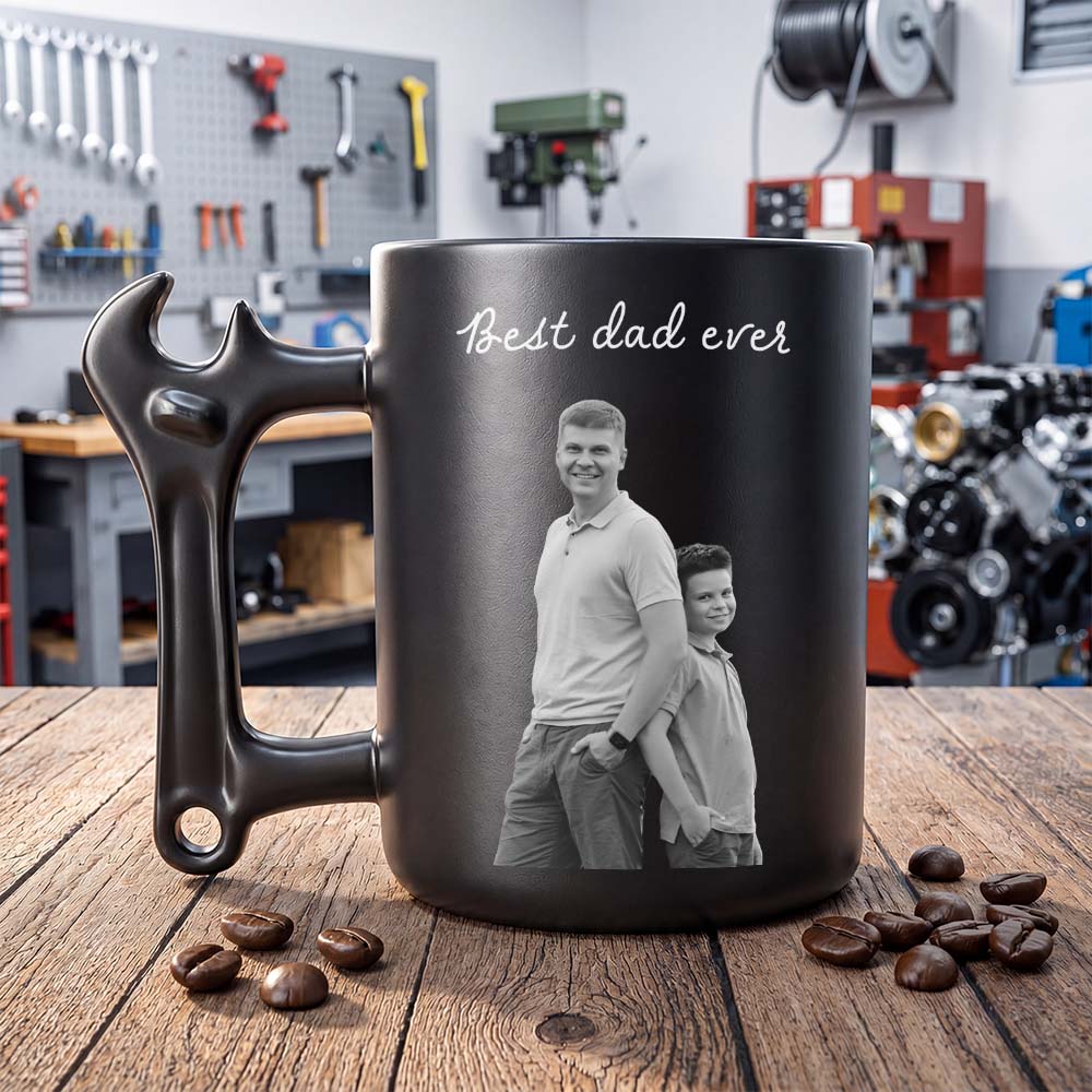 Personalized Wrench Handle Coffee Mug Custom Photo Gift for Dad Wrench Handle Mug GradoCreations