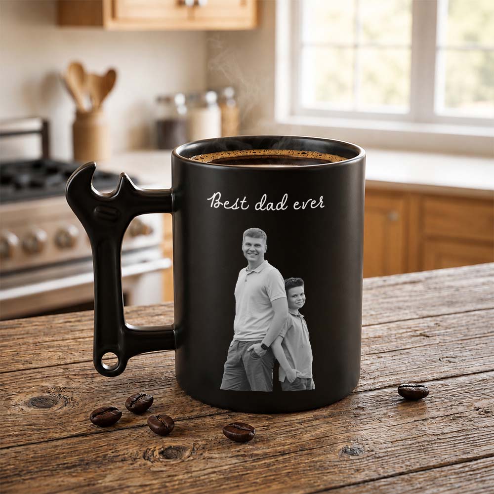 Personalized Wrench Handle Coffee Mug Custom Photo Gift for Dad Wrench Handle Mug GradoCreations