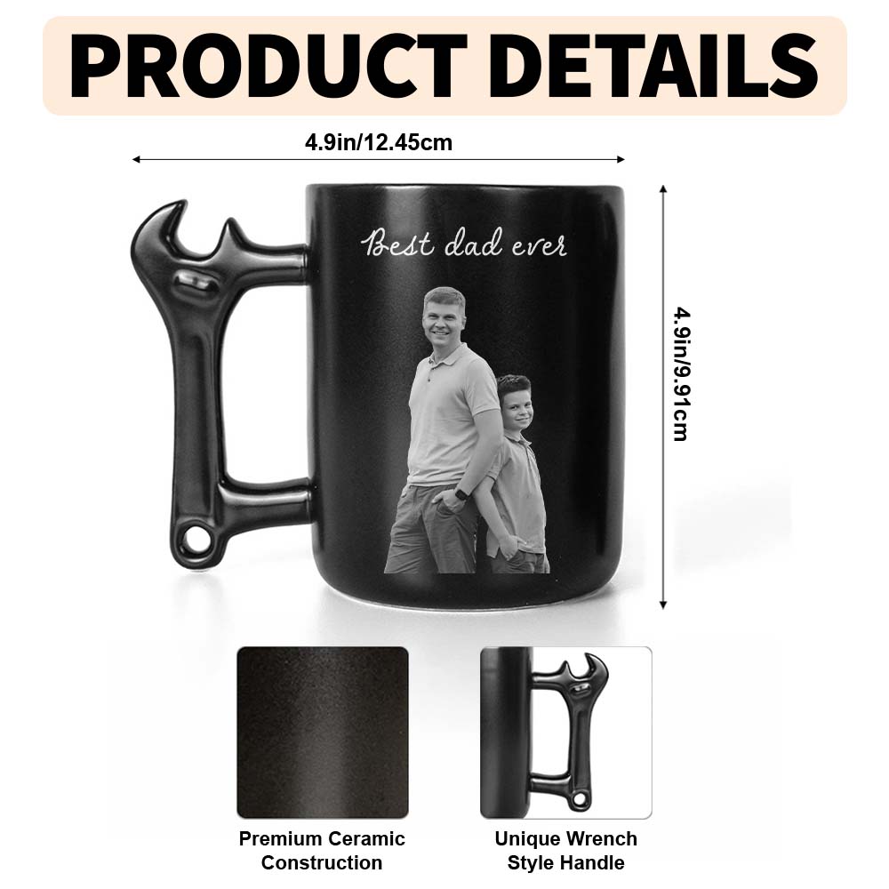 Personalized Wrench Handle Coffee Mug Custom Photo Gift for Dad Wrench Handle Mug GradoCreations