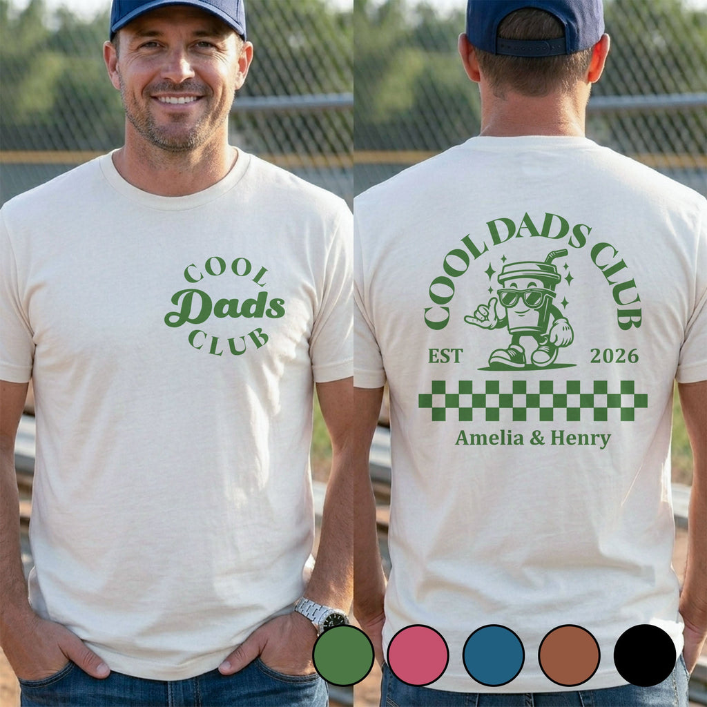 Personalized Cool Dads Club Custom T-Shirt Gift for Dad T-Shirt Font and Back GradoCreations