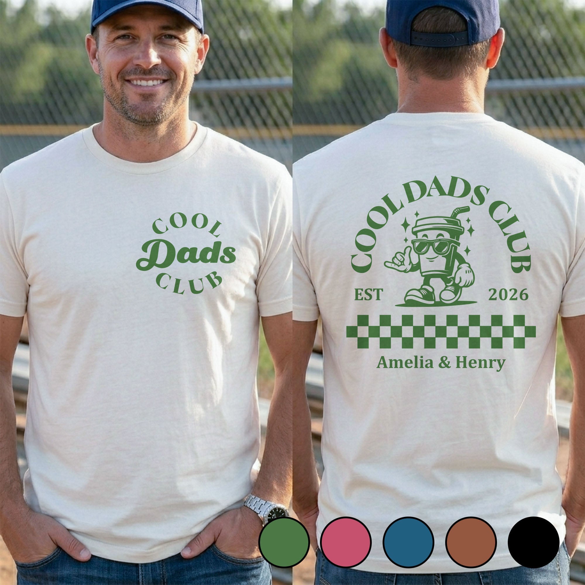 Personalized Cool Dads Club Custom T-Shirt Gift for Dad T-Shirt Font and Back GradoCreations