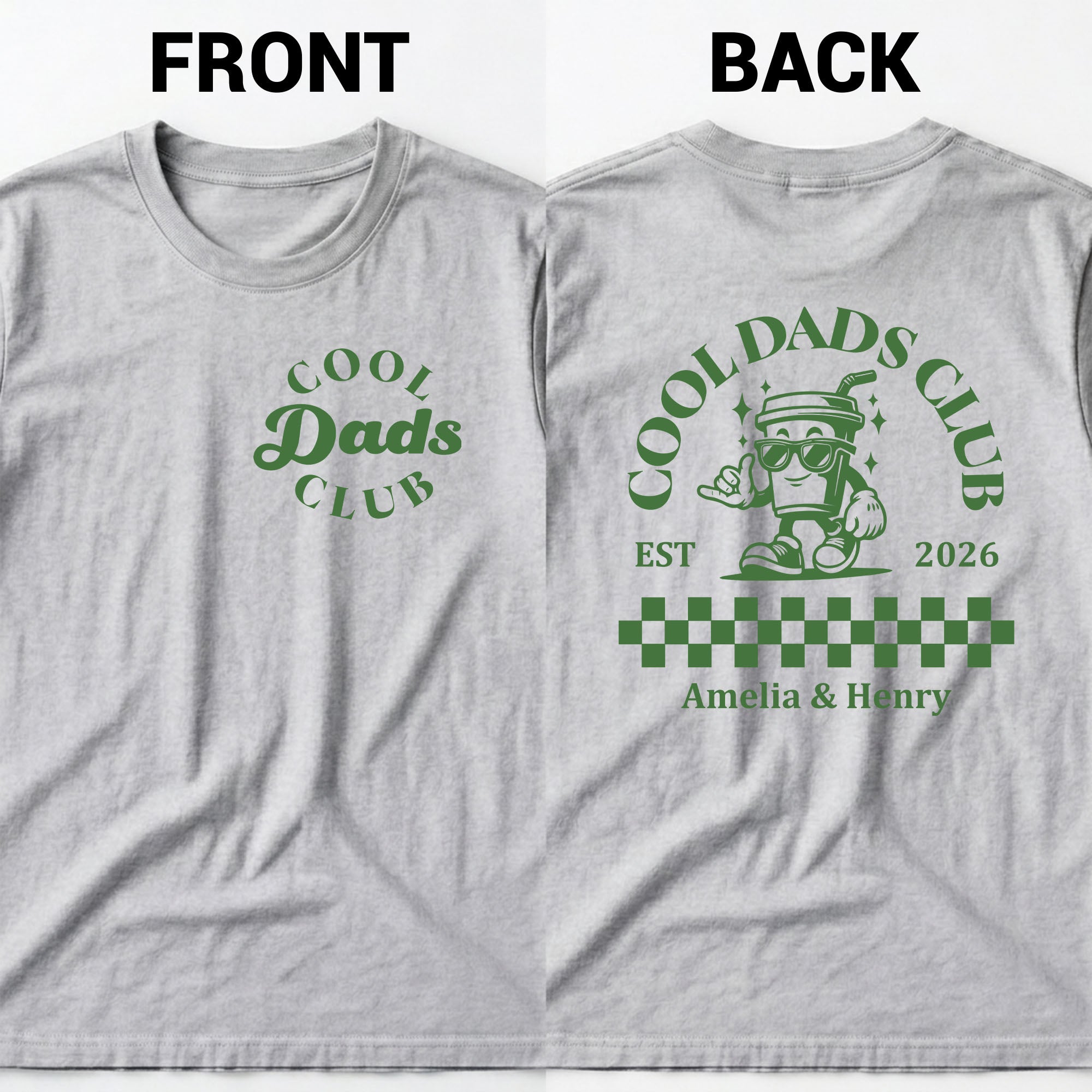 Personalized Cool Dads Club Custom T-Shirt Gift for Dad T-Shirt Font and Back GradoCreations