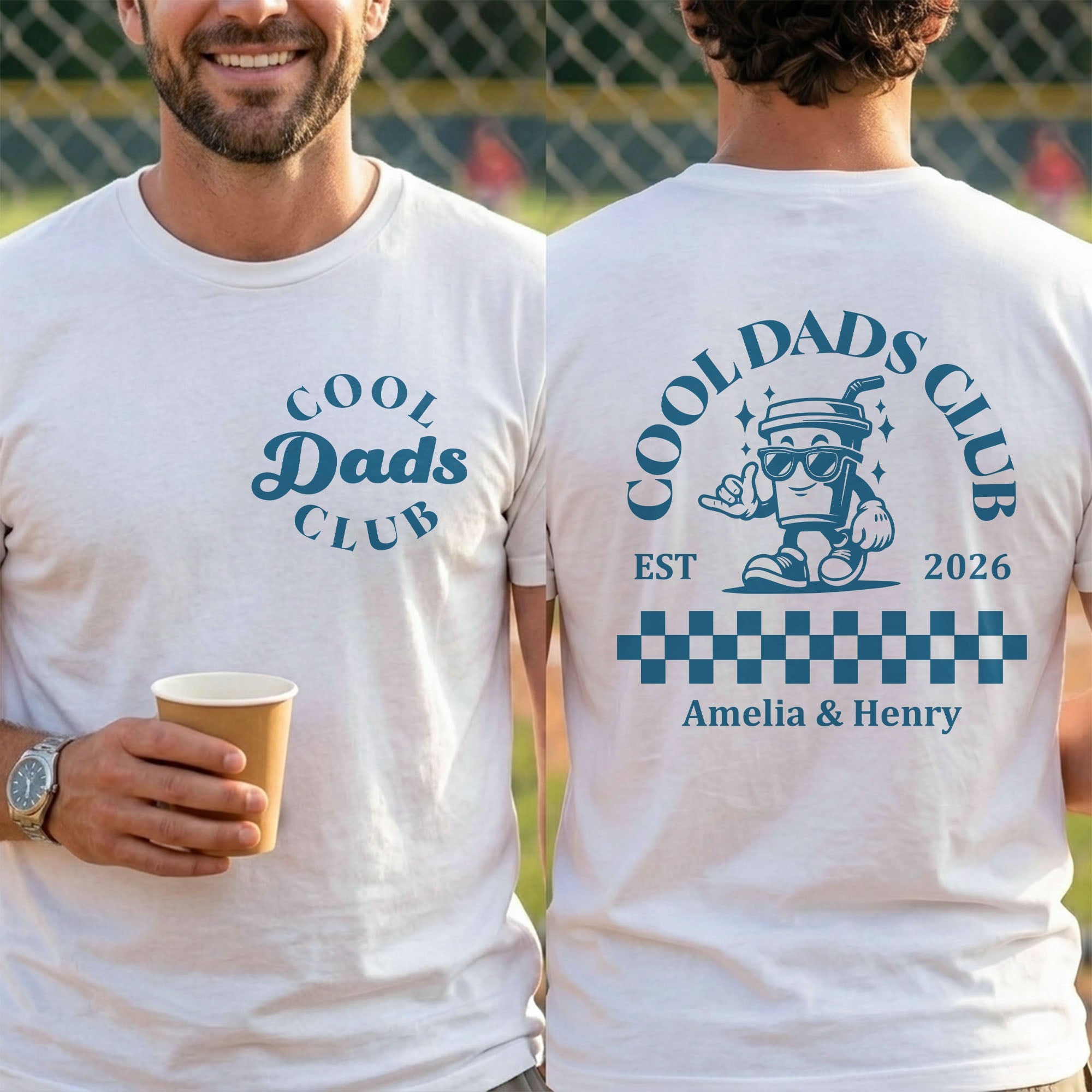 Personalized Cool Dads Club Custom T-Shirt Gift for Dad T-Shirt Font and Back GradoCreations