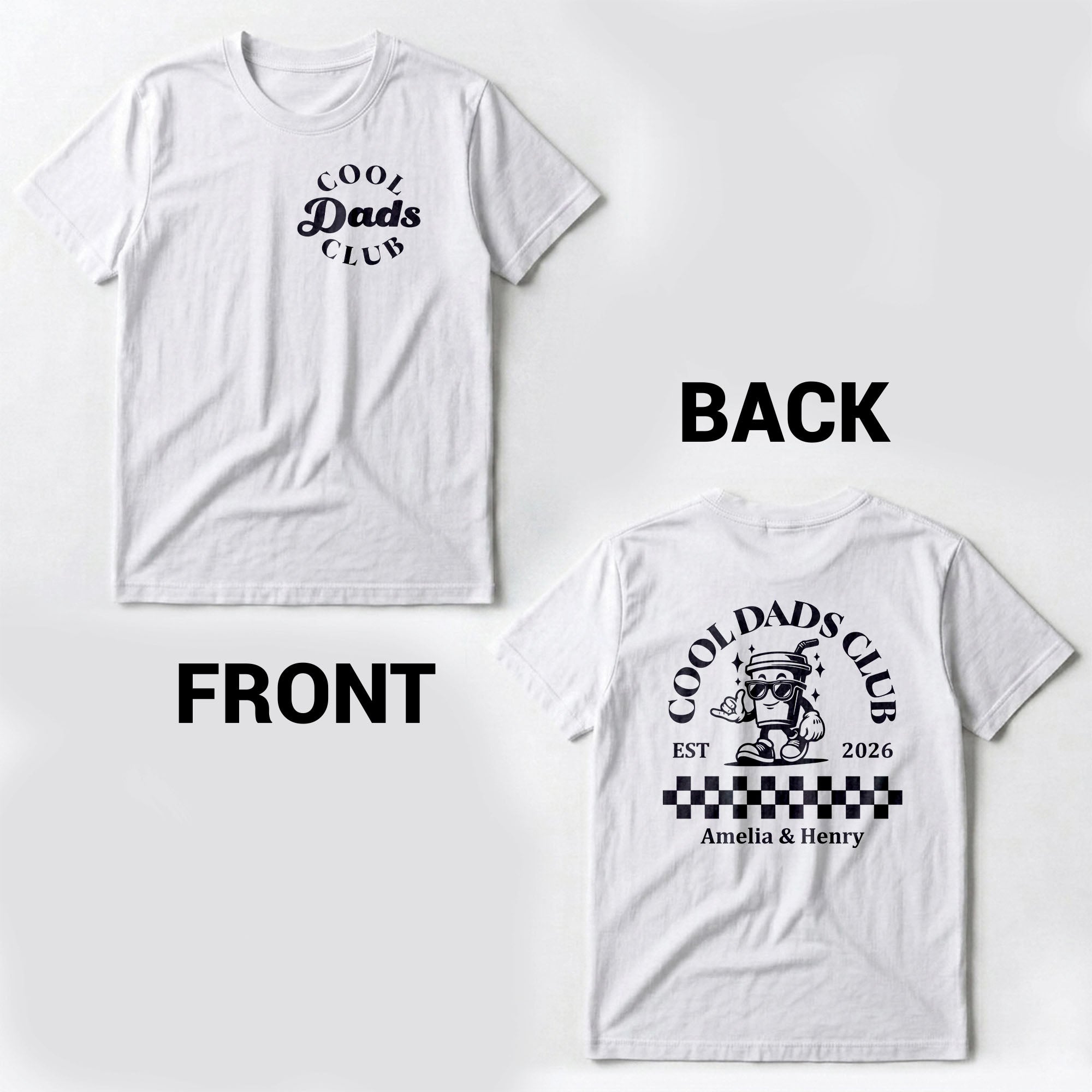Personalized Cool Dads Club Custom T-Shirt Gift for Dad T-Shirt Font and Back GradoCreations