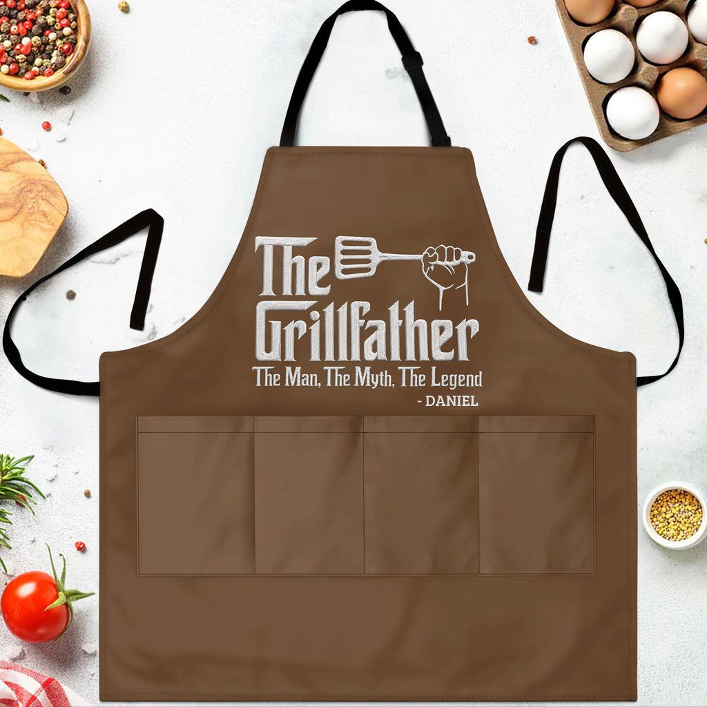 Personalized Grillfather Apron Custom Name Gift for Dad Apron GradoCreations