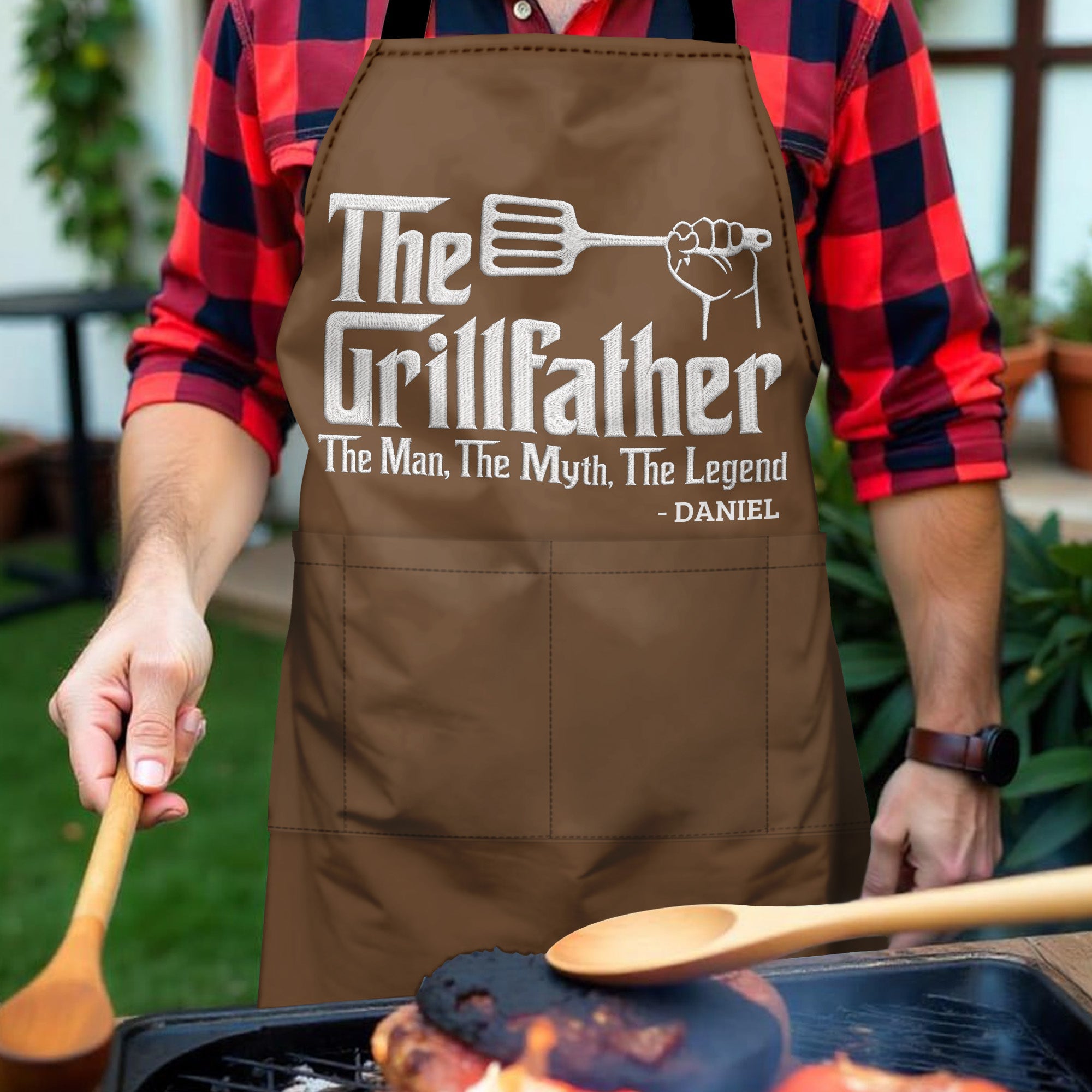 Personalized Grillfather Apron Custom Name Gift for Dad Apron GradoCreations