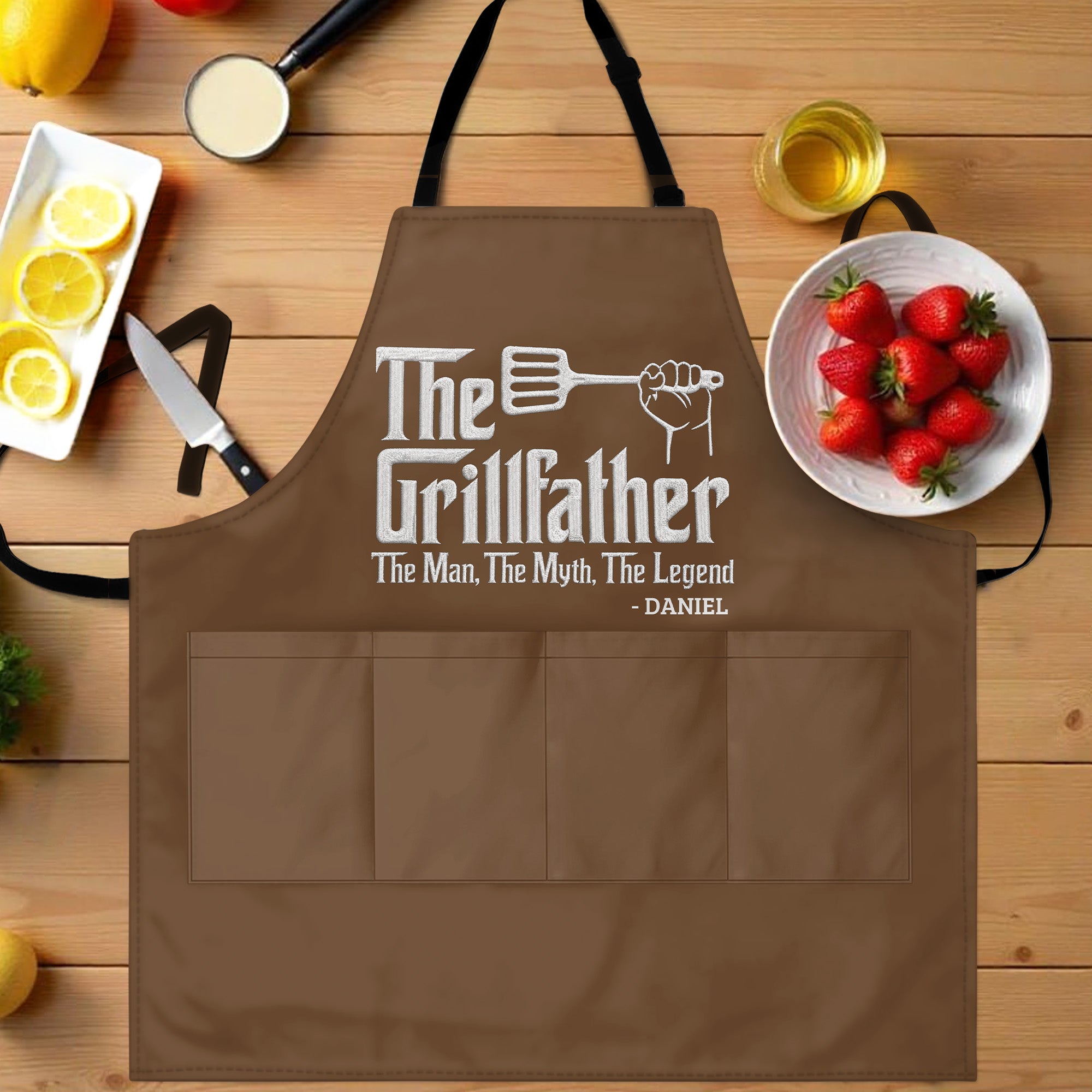 Personalized Grillfather Apron Custom Name Gift for Dad Apron GradoCreations