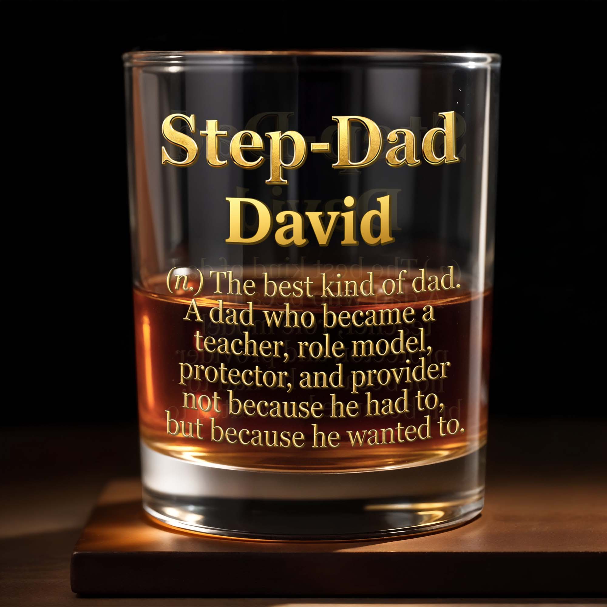 Personalized Custom Whiskey Glass Dual-Sided Gift for Step Dad Whiskey Glass GradoCreations