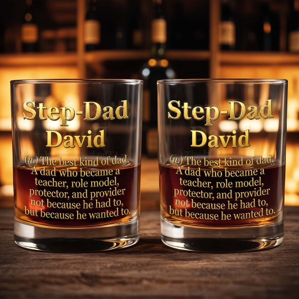 Personalized Custom Whiskey Glass Dual-Sided Gift for Step Dad Whiskey Glass GradoCreations