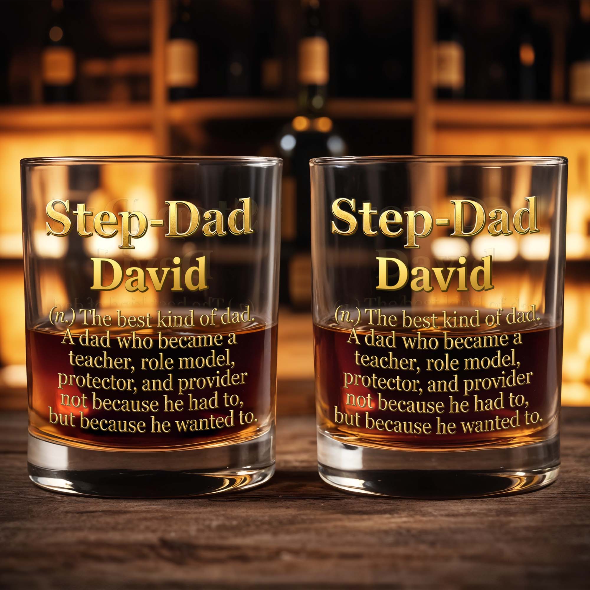 Personalized Custom Whiskey Glass Dual-Sided Gift for Step Dad Whiskey Glass GradoCreations