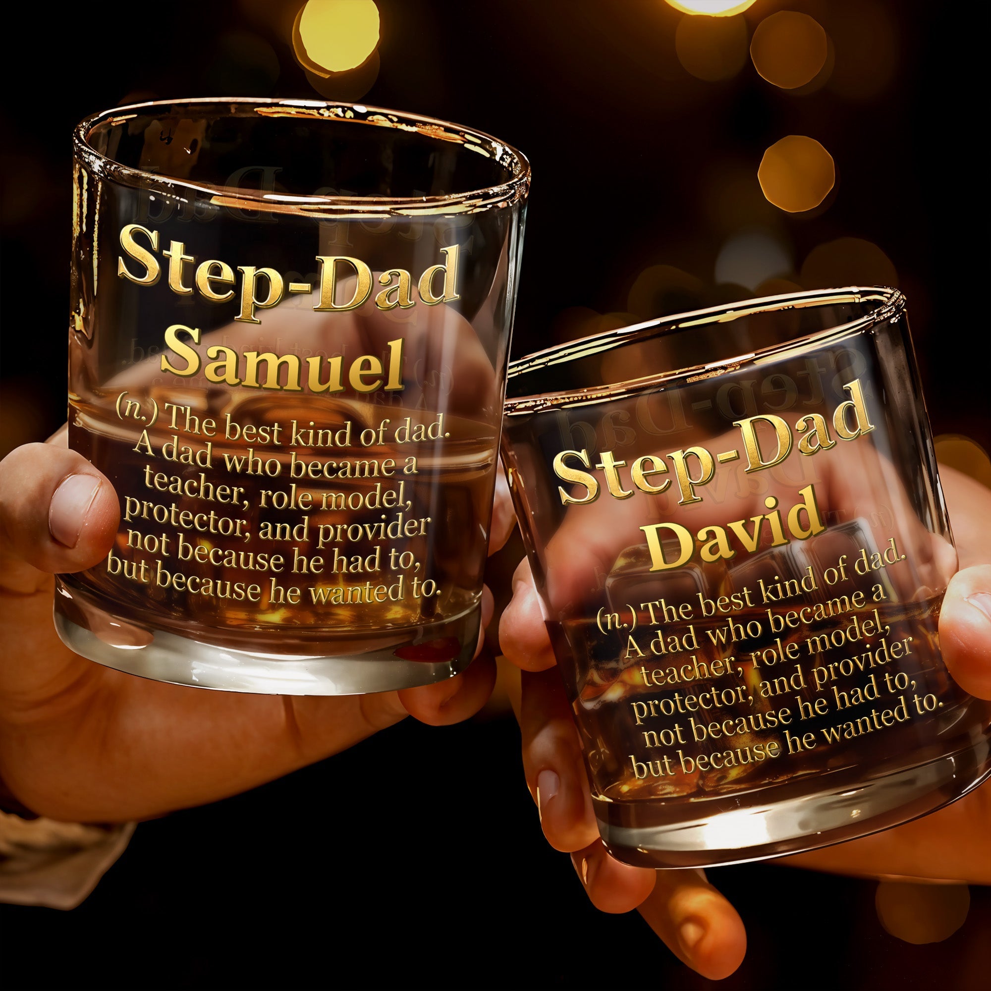 Personalized Custom Whiskey Glass Dual-Sided Gift for Step Dad Whiskey Glass GradoCreations
