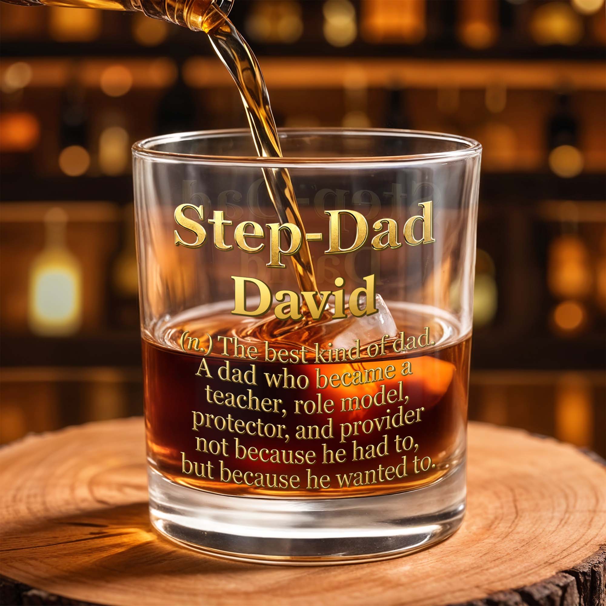 Personalized Custom Whiskey Glass Dual-Sided Gift for Step Dad Whiskey Glass GradoCreations
