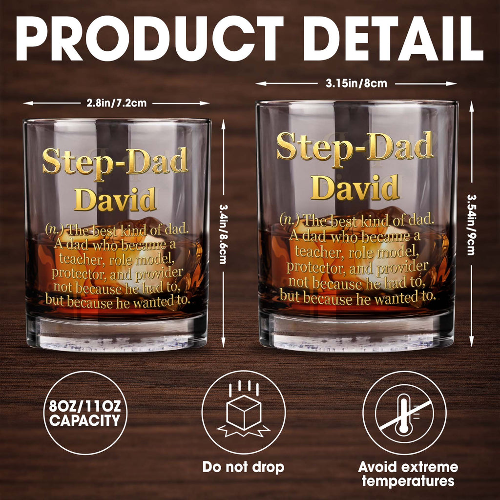 Personalized Custom Whiskey Glass Dual-Sided Gift for Step Dad Whiskey Glass GradoCreations