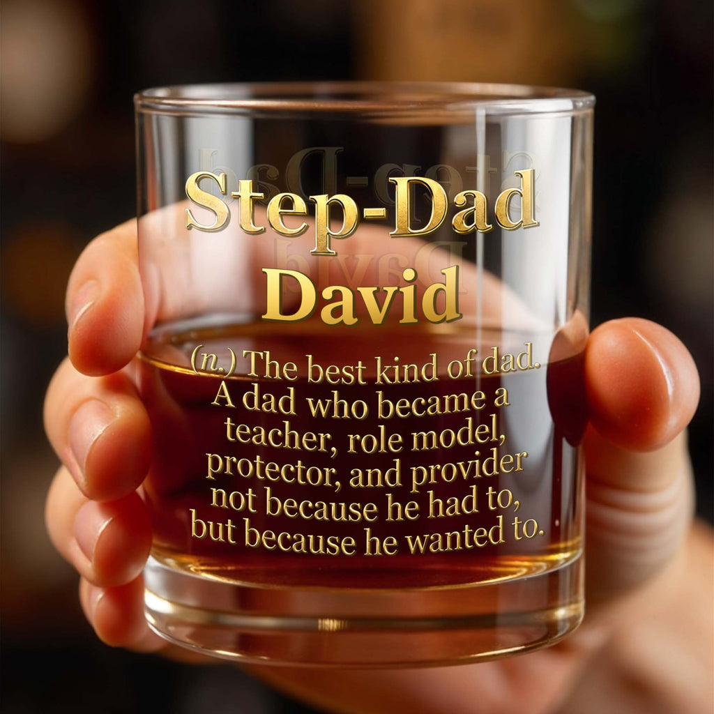 Personalized Custom Whiskey Glass Dual-Sided Gift for Step Dad Whiskey Glass GradoCreations