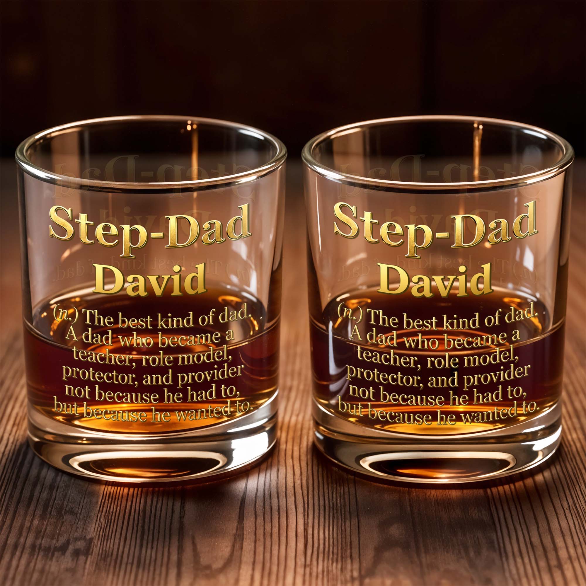 Personalized Custom Whiskey Glass Dual-Sided Gift for Step Dad Whiskey Glass GradoCreations
