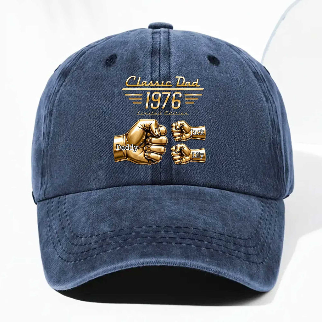 Personalized Washed Denim Cap Custom Name Gift for Dad Washed Denim Cap GradoCreations