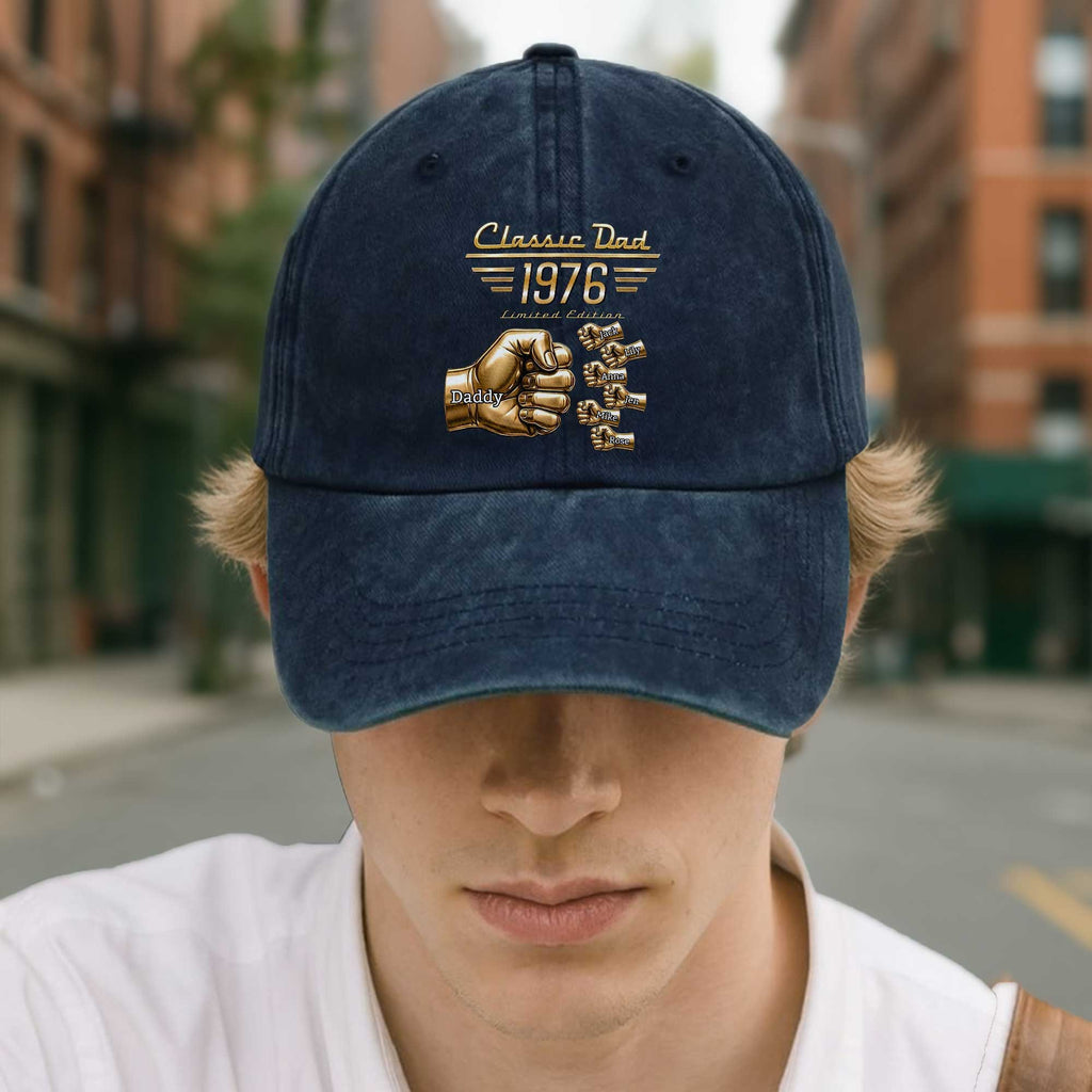 Personalized Washed Denim Cap Custom Name Gift for Dad Washed Denim Cap GradoCreations