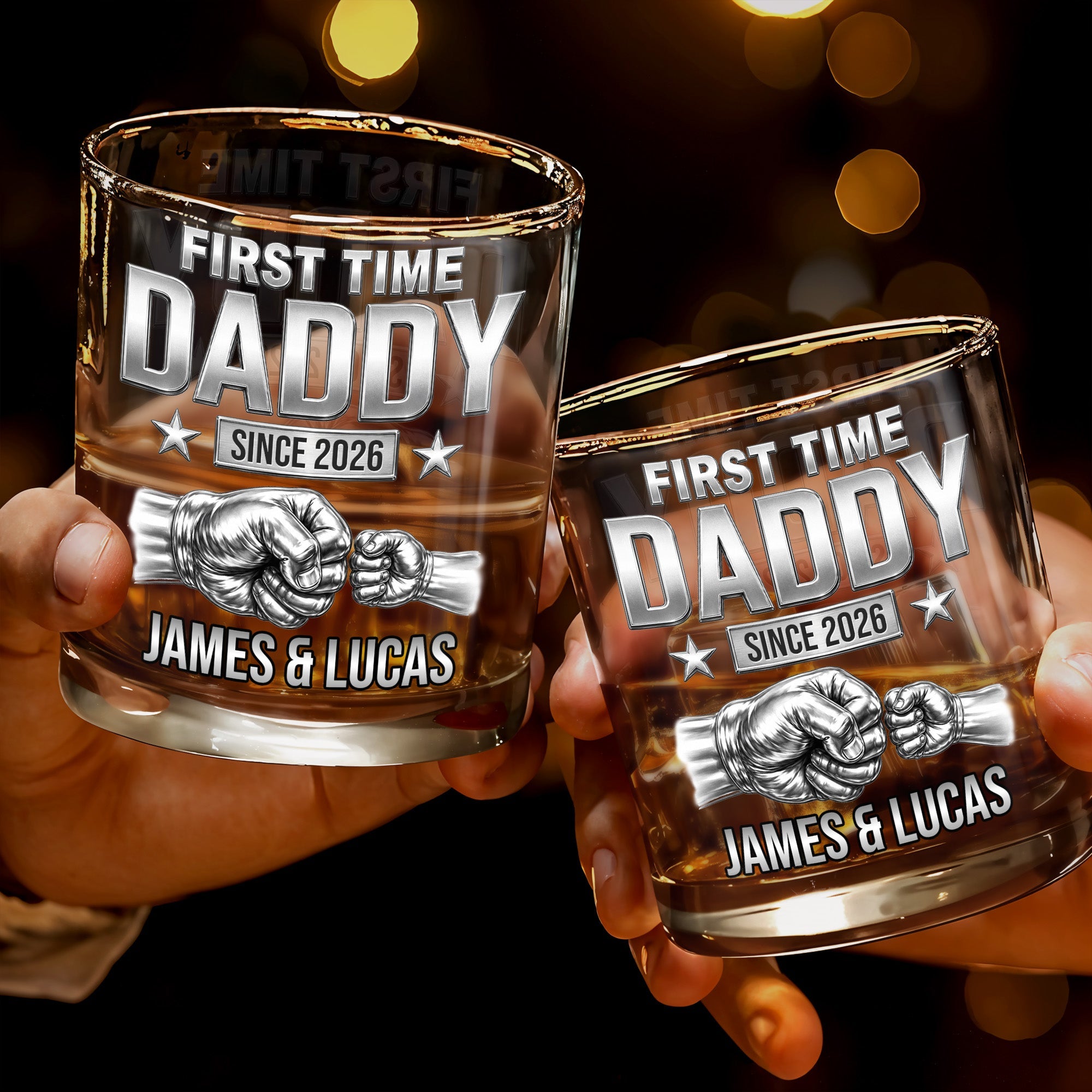 Personalized Custom Whiskey Glass Gift for Dad - 1st Father's Day