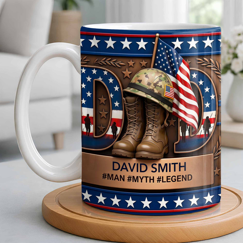 Personalized Dad Myth Legend Mug Custom Name Patriotic Gift Edge-to-edge Mug GradoCreations