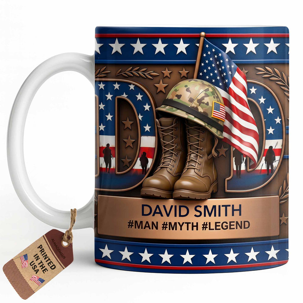 Personalized Dad Myth Legend Mug Custom Name Patriotic Gift Edge-to-edge Mug GradoCreations
