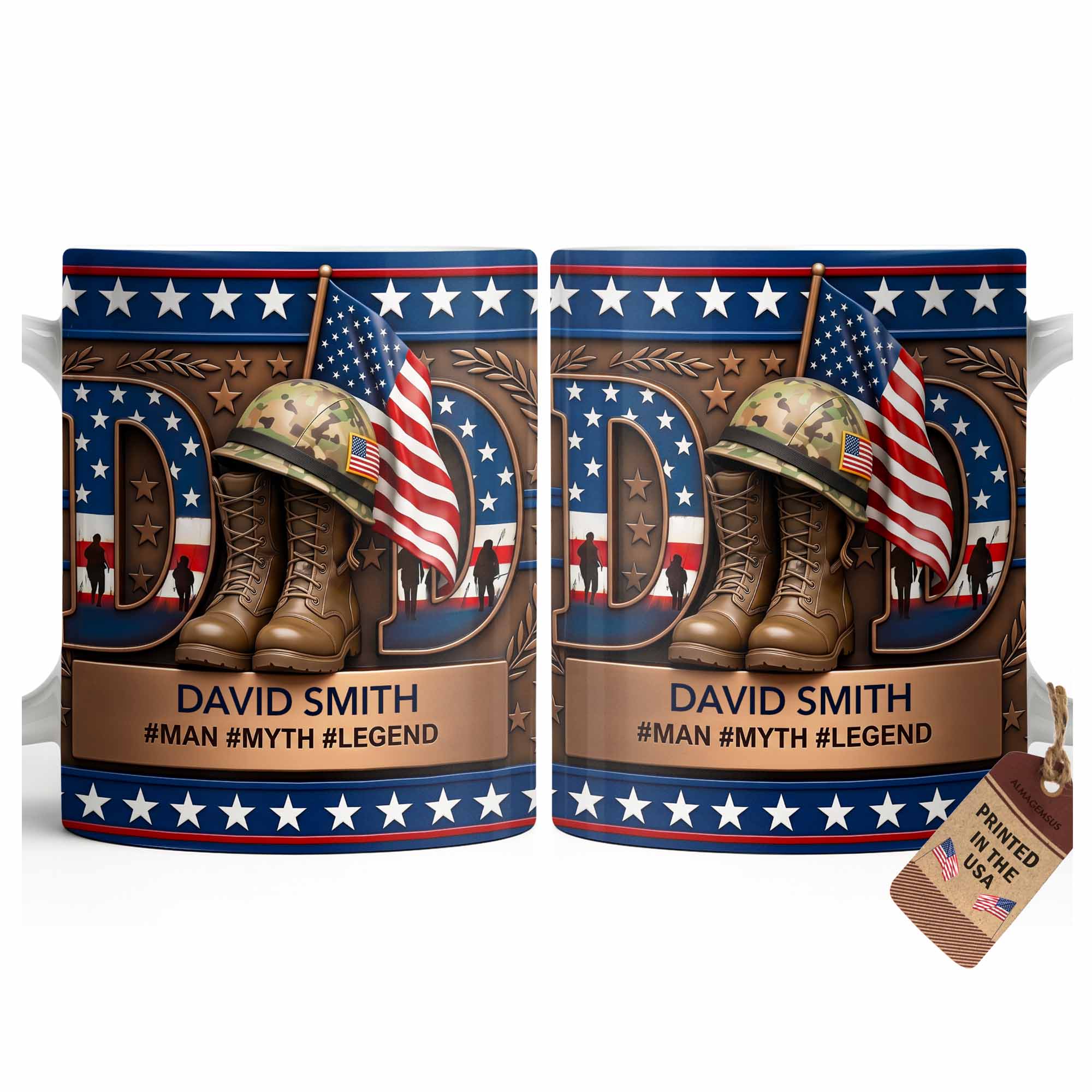 Personalized Dad Myth Legend Mug Custom Name Patriotic Gift Edge-to-edge Mug GradoCreations