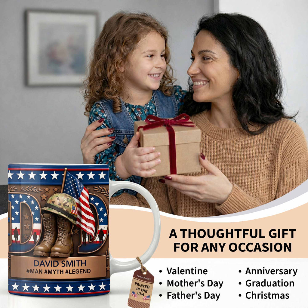 Personalized Dad Myth Legend Mug Custom Name Patriotic Gift Edge-to-edge Mug GradoCreations