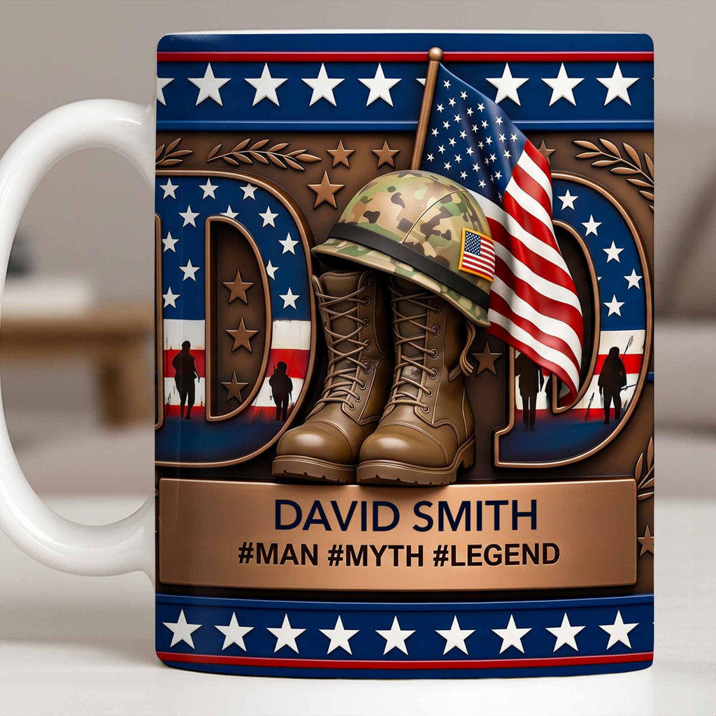 Personalized Dad Myth Legend Mug Custom Name Patriotic Gift Edge-to-edge Mug GradoCreations