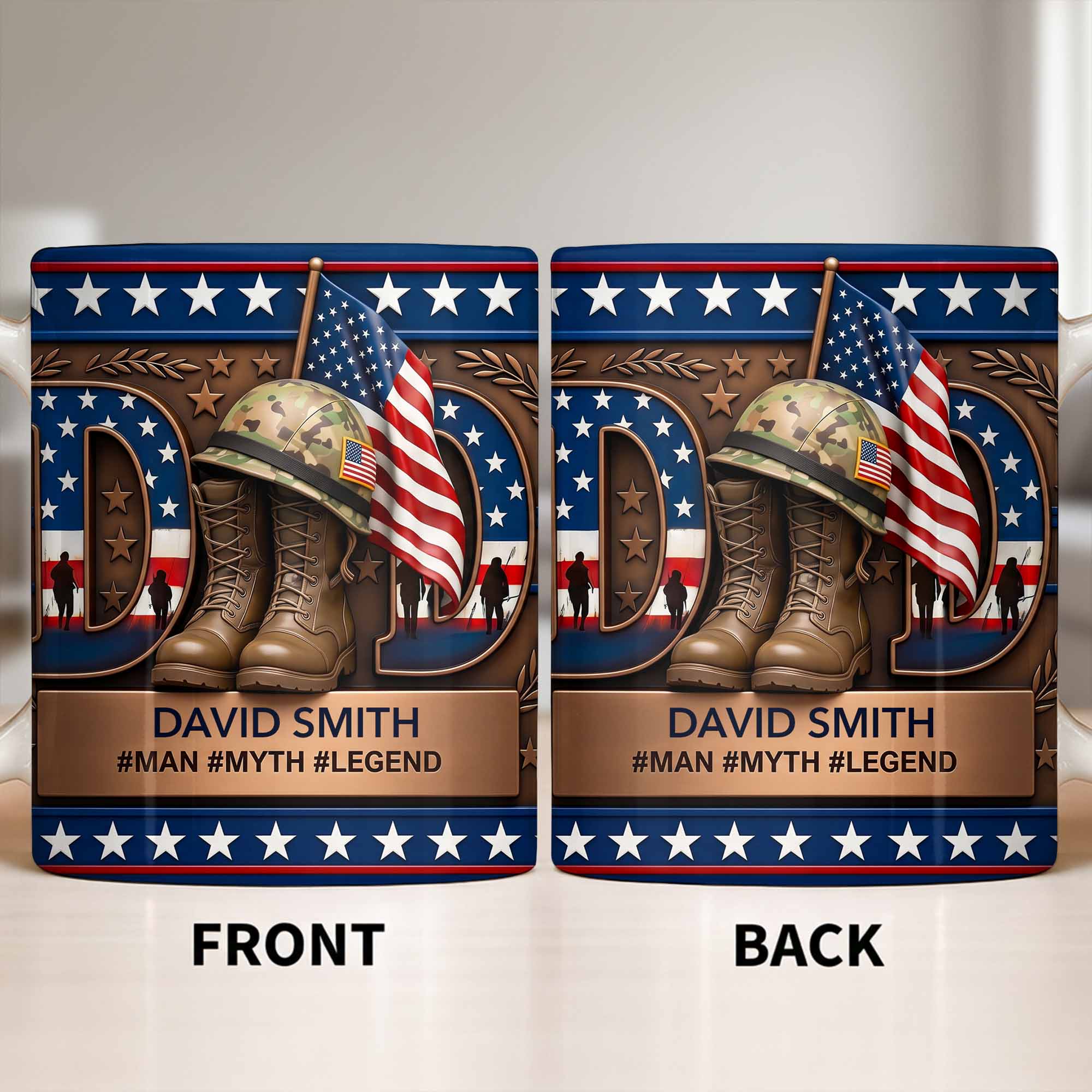Personalized Dad Myth Legend Mug Custom Name Patriotic Gift Edge-to-edge Mug GradoCreations
