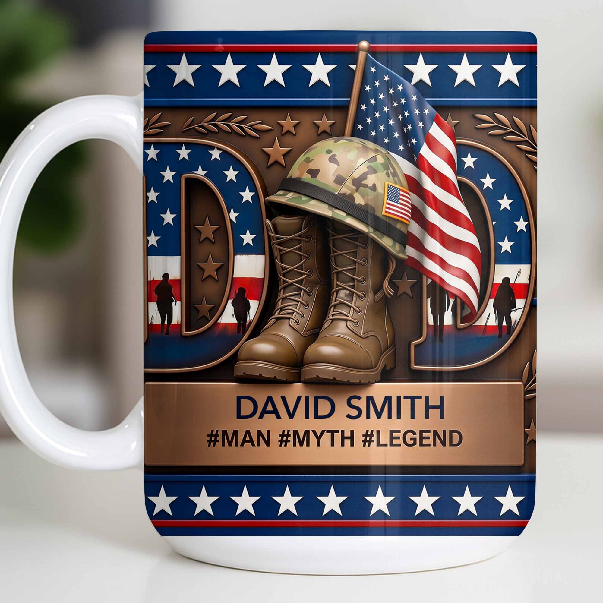 Personalized Dad Myth Legend Mug Custom Name Patriotic Gift Edge-to-edge Mug GradoCreations