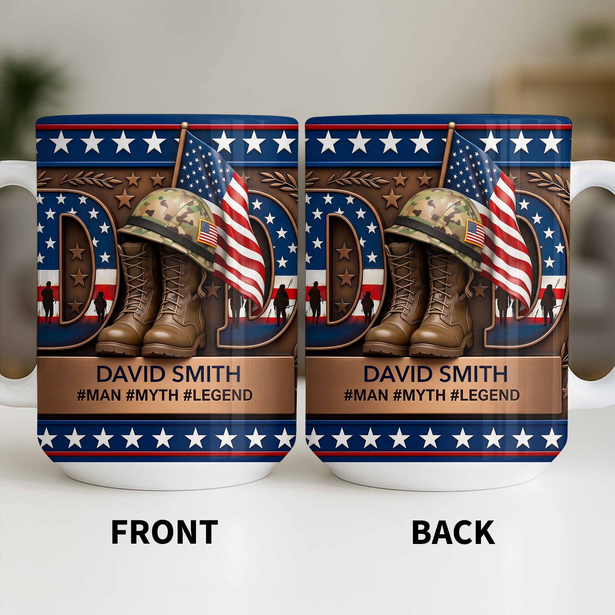 Personalized Dad Myth Legend Mug Custom Name Patriotic Gift Edge-to-edge Mug GradoCreations