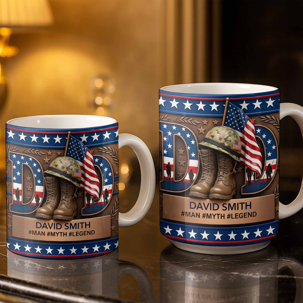 Personalized Dad Myth Legend Mug Custom Name Patriotic Gift Edge-to-edge Mug GradoCreations