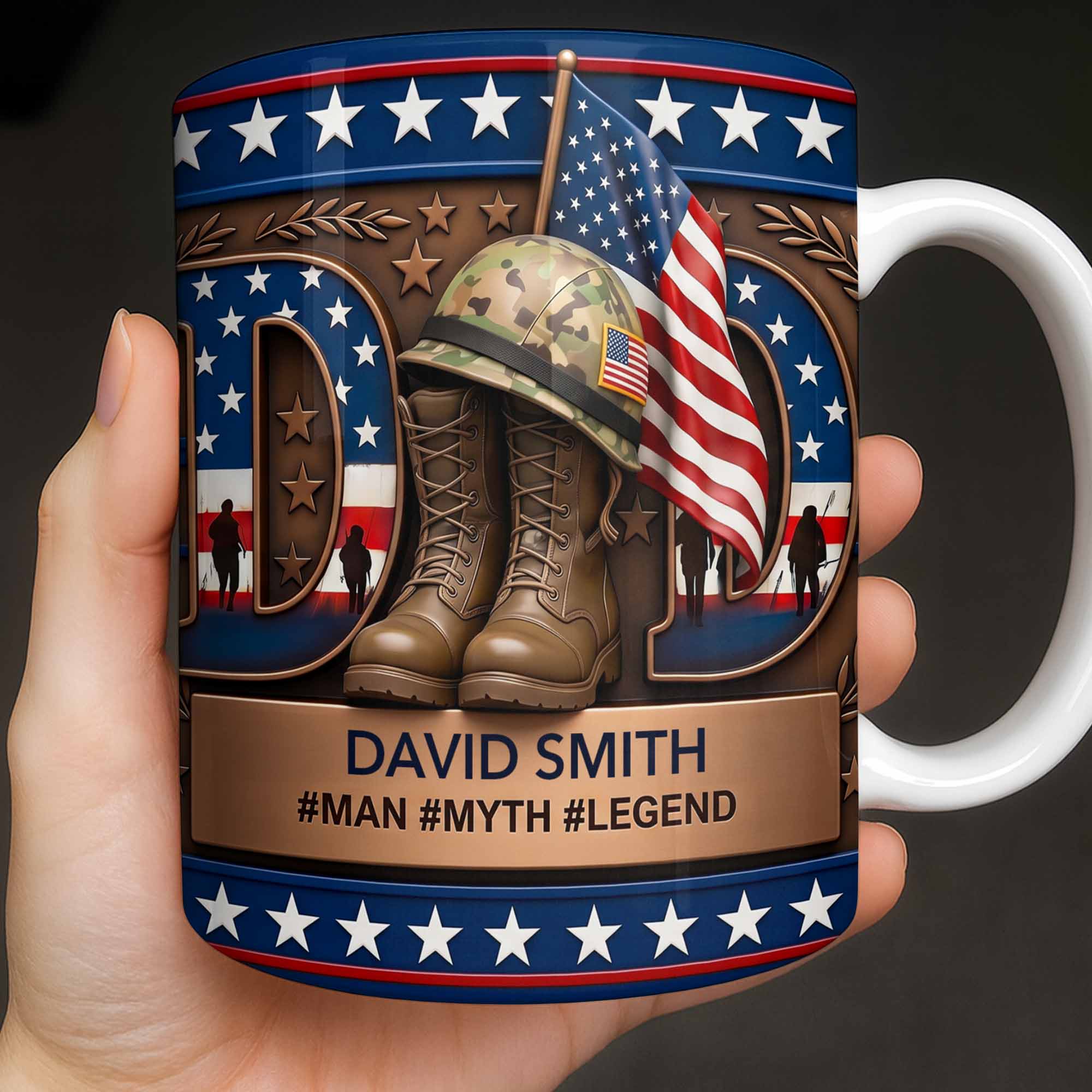 Personalized Dad Myth Legend Mug Custom Name Patriotic Gift Edge-to-edge Mug GradoCreations