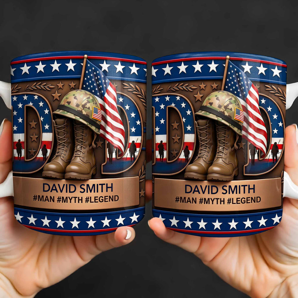 Personalized Dad Myth Legend Mug Custom Name Patriotic Gift Edge-to-edge Mug GradoCreations