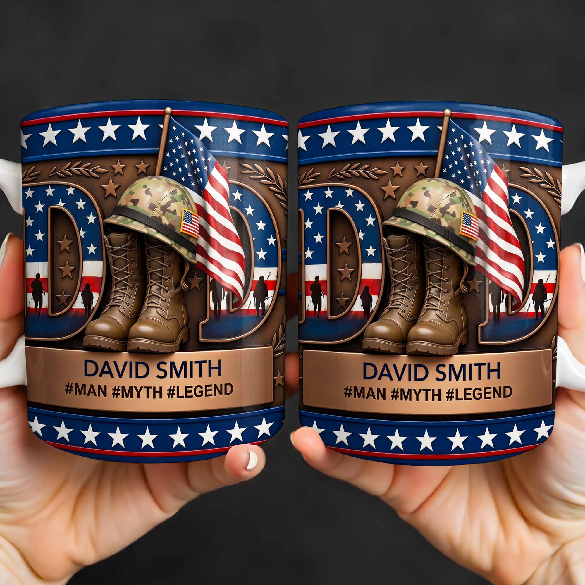 Personalized Dad Myth Legend Mug Custom Name Patriotic Gift Edge-to-edge Mug GradoCreations