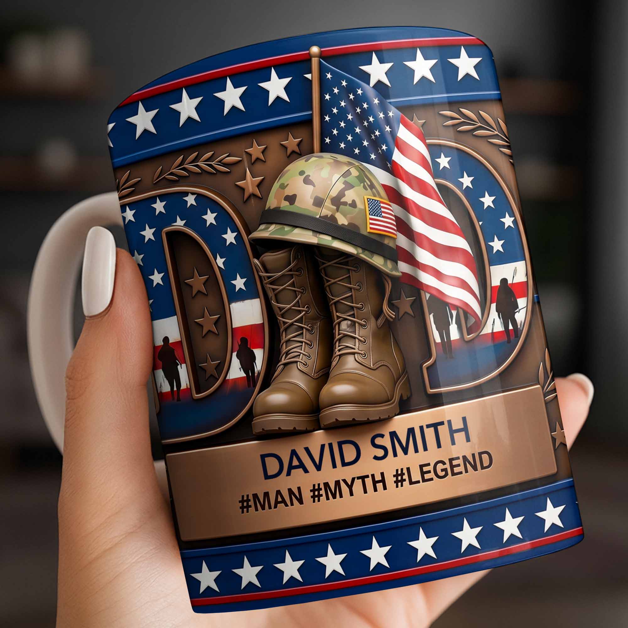 Personalized Dad Myth Legend Mug Custom Name Patriotic Gift Edge-to-edge Mug GradoCreations