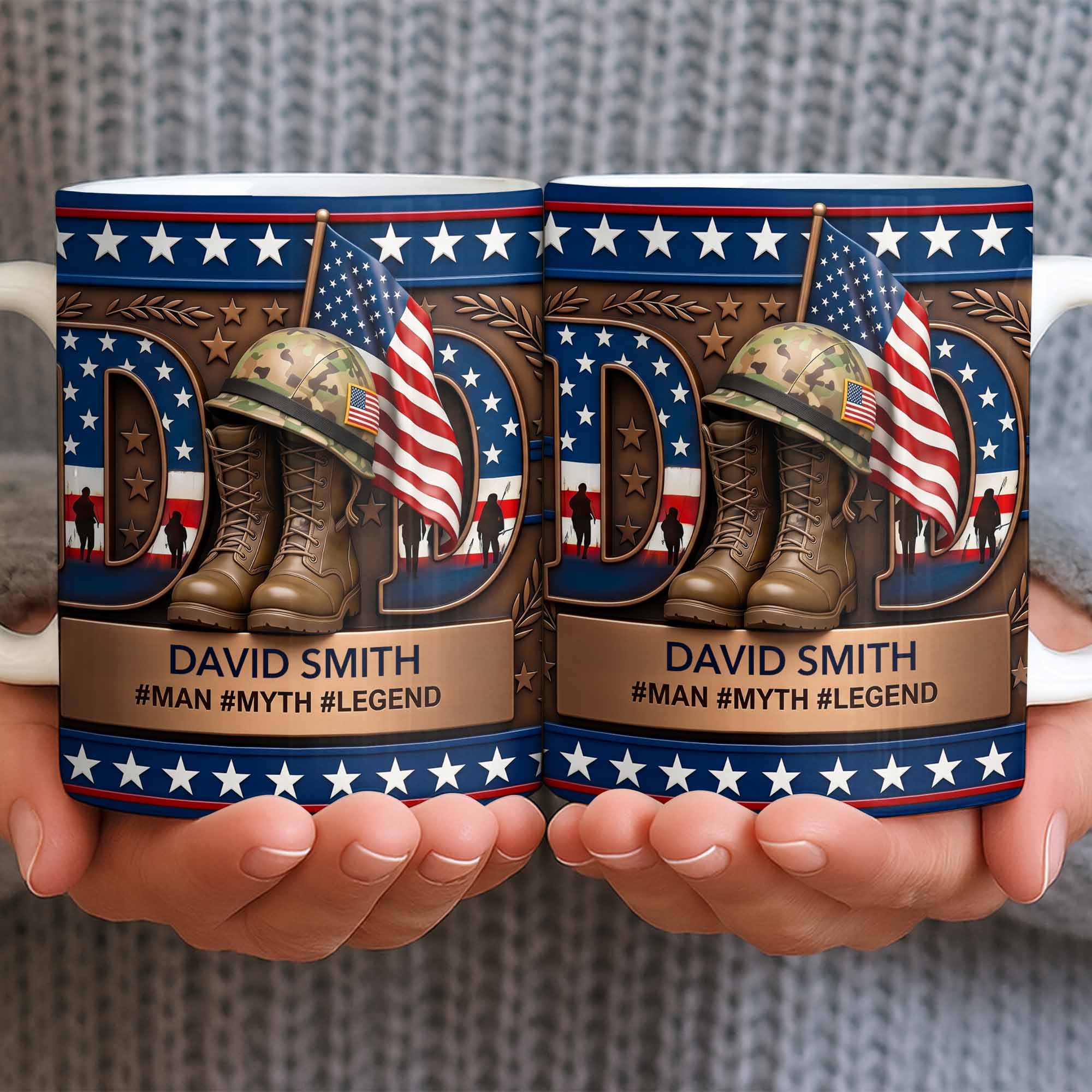 Personalized Dad Myth Legend Mug Custom Name Patriotic Gift Edge-to-edge Mug GradoCreations