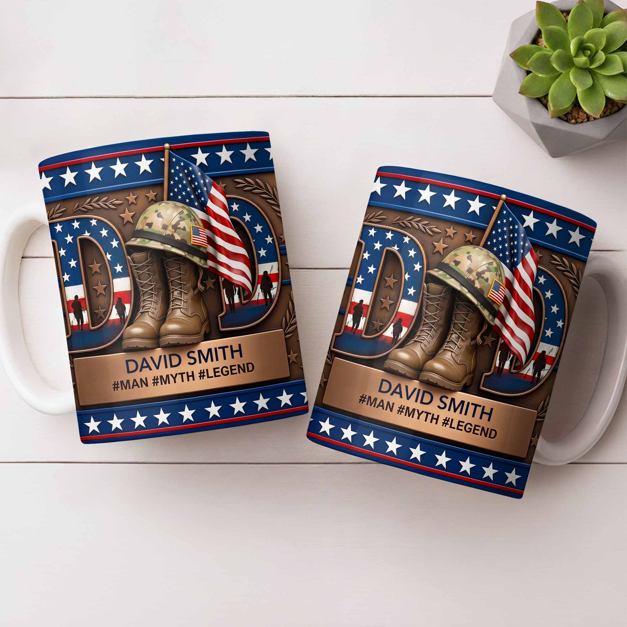 Personalized Dad Myth Legend Mug Custom Name Patriotic Gift Edge-to-edge Mug GradoCreations