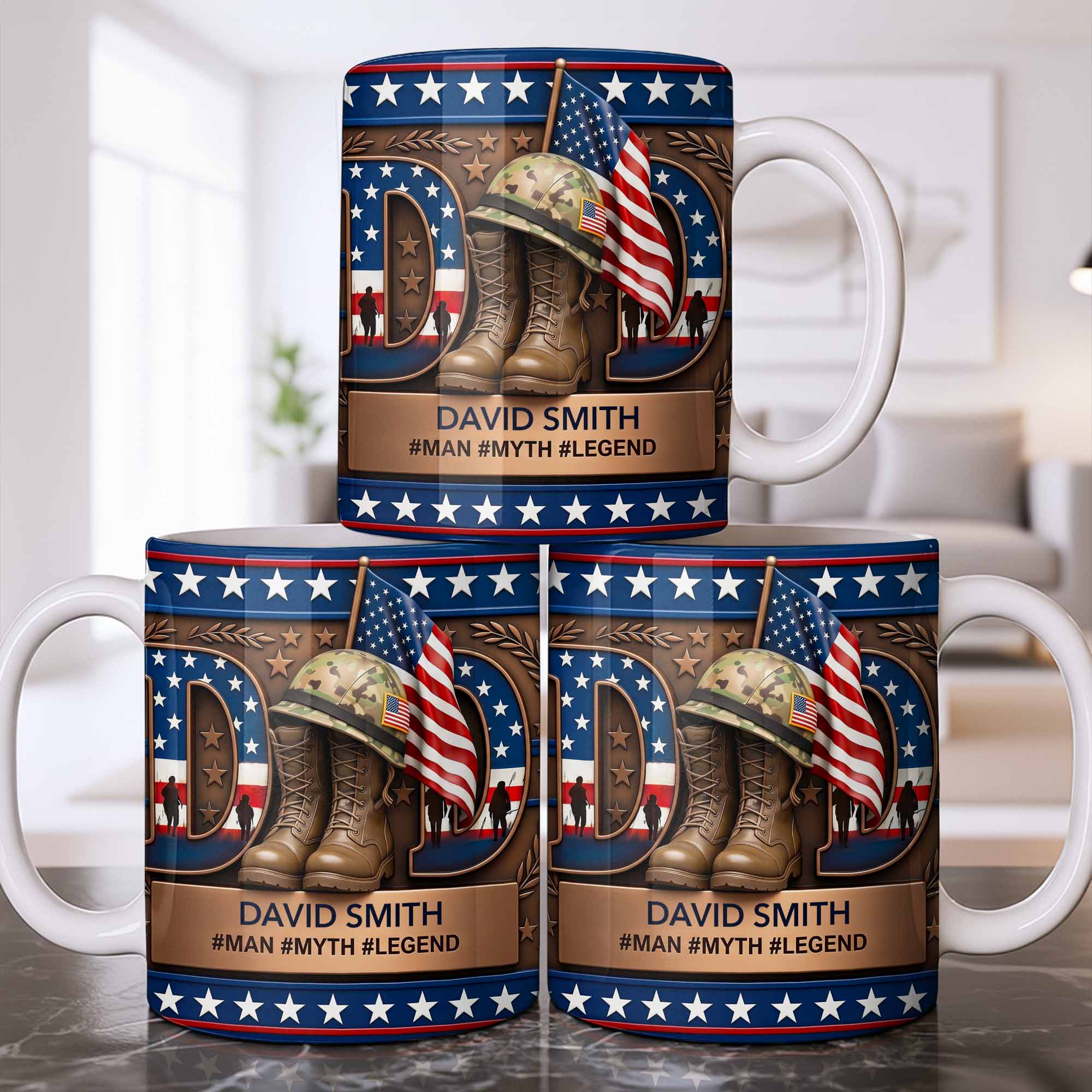 Personalized Dad Myth Legend Mug Custom Name Patriotic Gift Edge-to-edge Mug GradoCreations