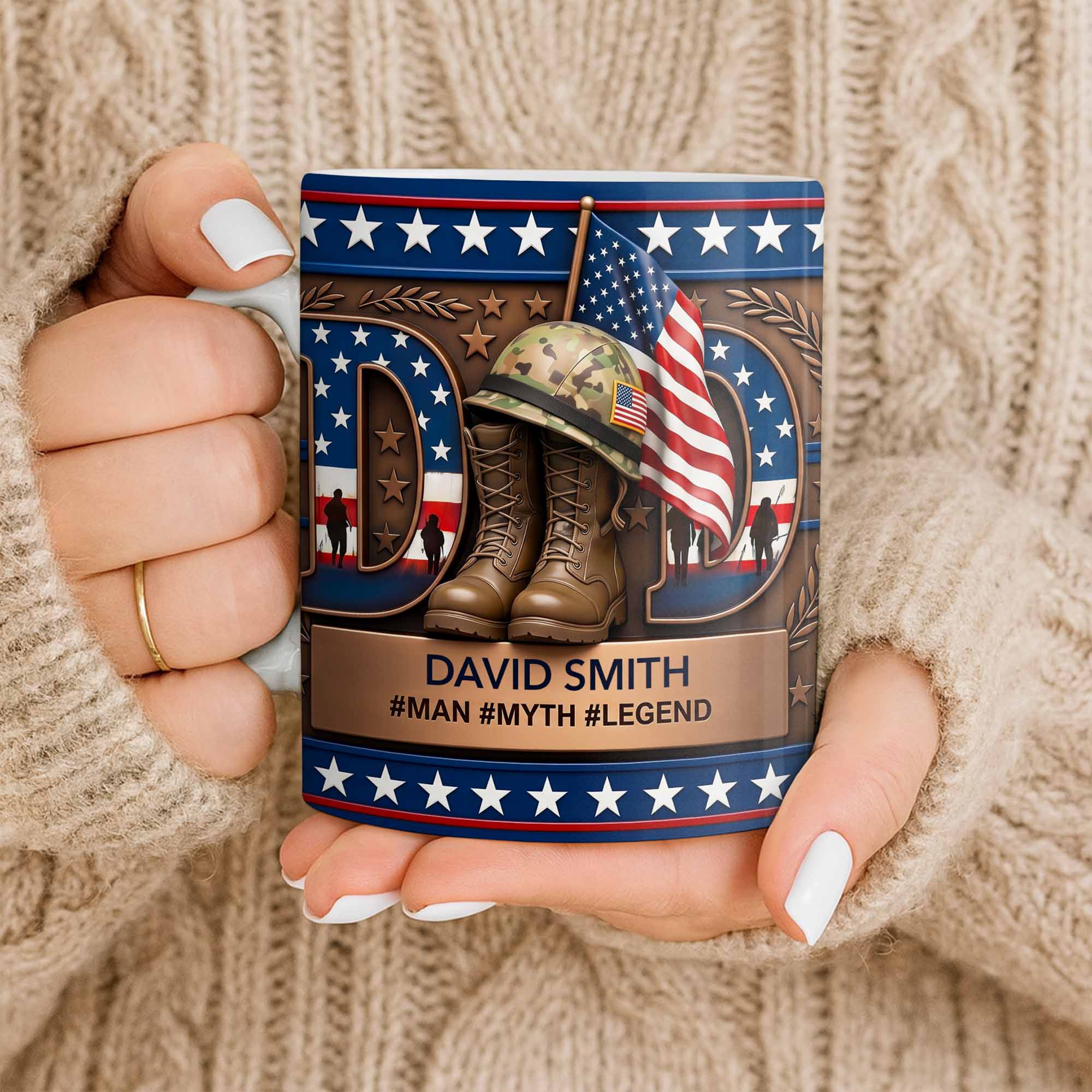 Personalized Dad Myth Legend Mug Custom Name Patriotic Gift Edge-to-edge Mug GradoCreations