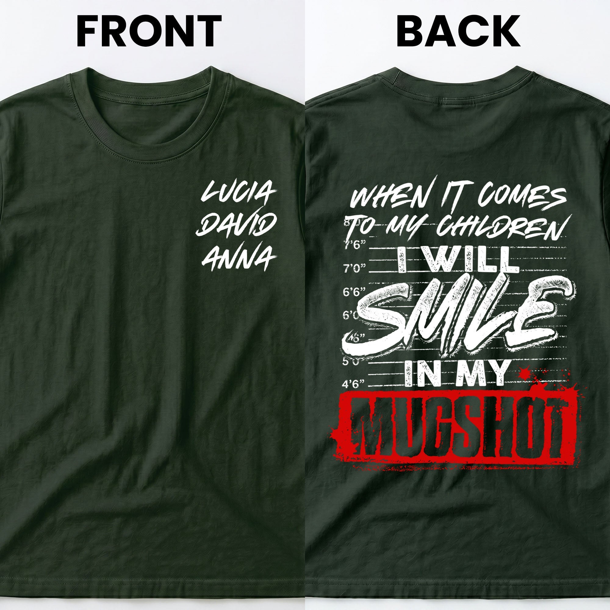 Personalized Custom T-Shirt for Dad Custom Names Gift Idea T-Shirt Font and Back GradoCreations